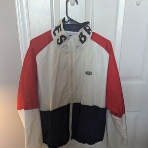 LRed and White Colorblock Jacket